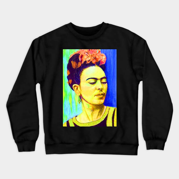 Pondering Frida Kahlo Crewneck Sweatshirt by Silly Picture